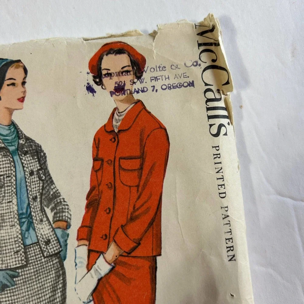 McCalls Vintage 1950's Pattern #4189 Women's 2 Piece Suit &‎ Blouse Size 18 RARE